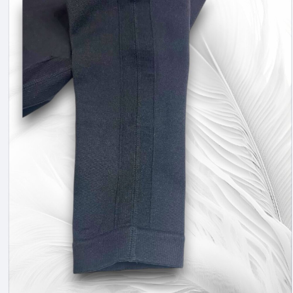 HOMMA Black High Waist Stretch Leggings with Textured Panels - Picture 3 of 10